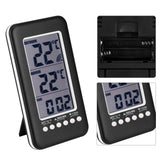 LCD Digital Indoor Outdoor Thermometer Clock Temperature Meter Wireless Transmitter - Low Angle