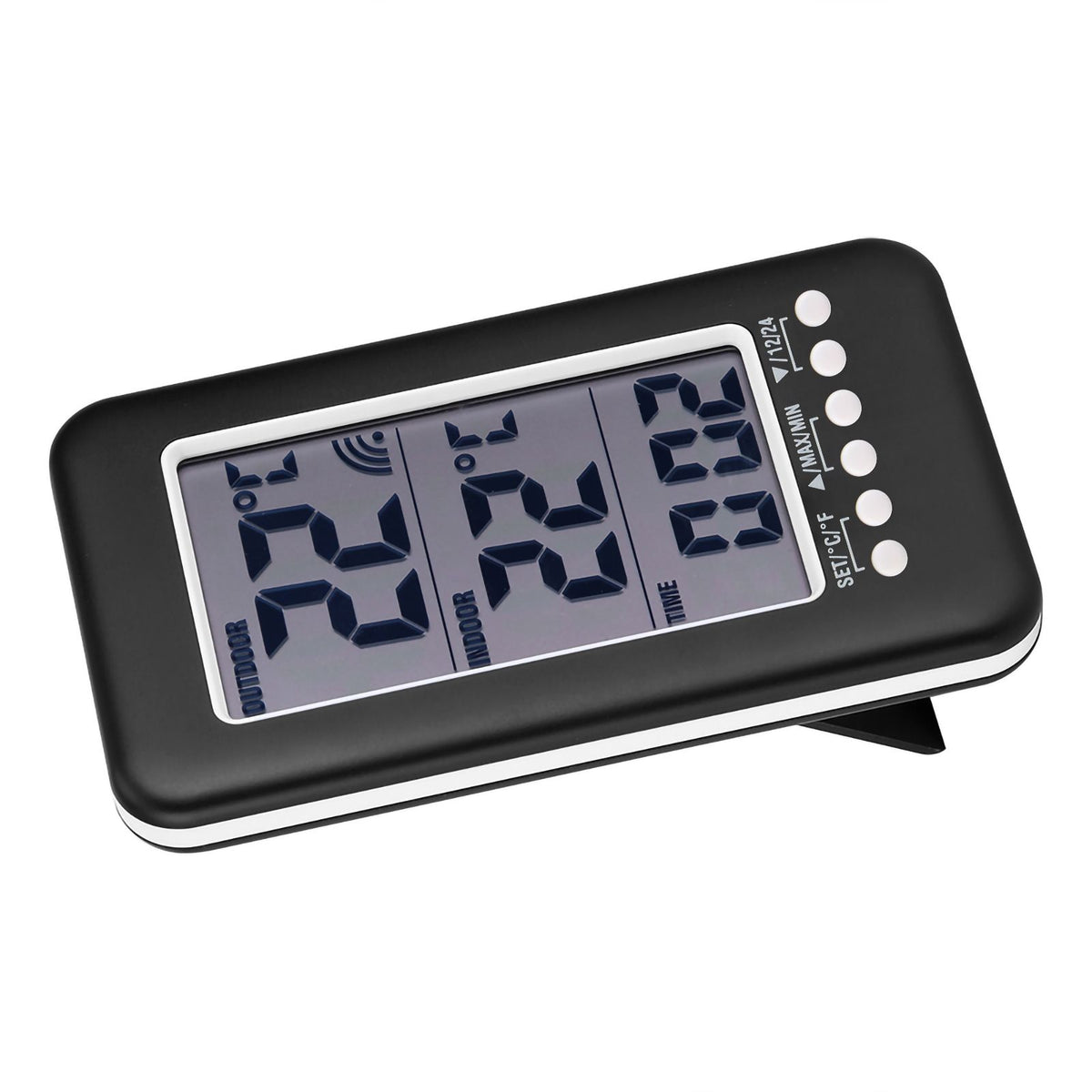 LCD Digital Indoor Outdoor Thermometer Clock Temperature Meter Wireless Transmitter