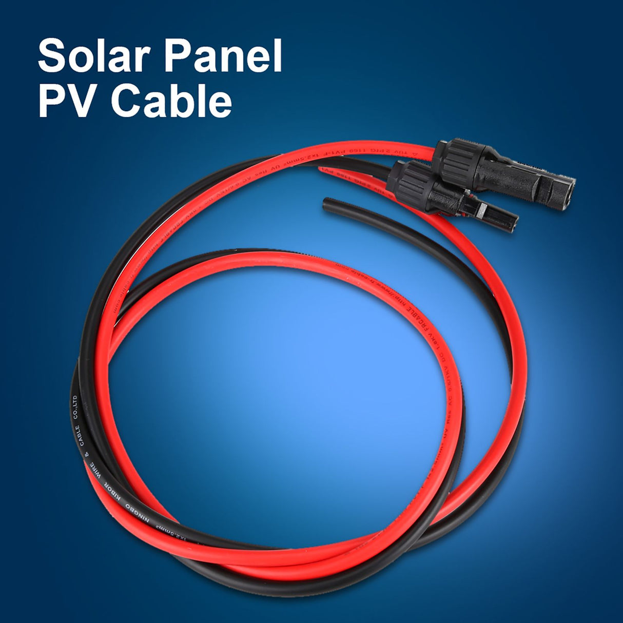 2.5mm Pair of Red Black Solar Panel PV Cable Wire Male Female Connectors
