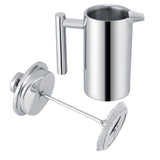 350ML Double Wall Stainless Steel Coffee Maker French Press Tea Pot with Filter - Low Angle