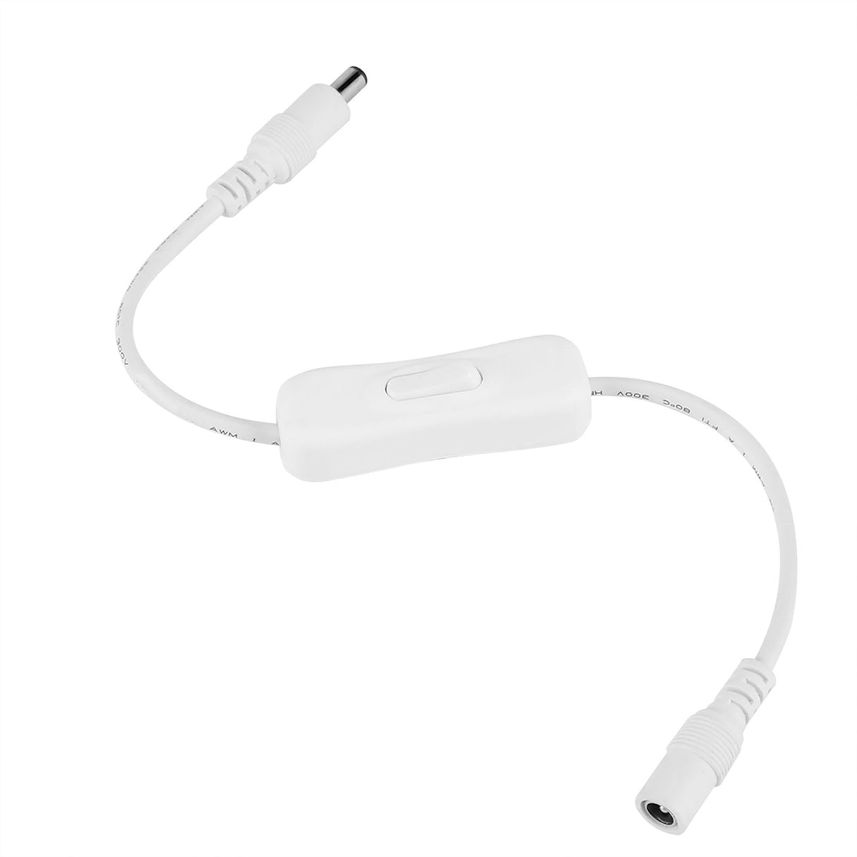 5Pcs 28.5cm DC Power Adapter Connector Inline with ON/OFF Switch for LED Strip Lights White