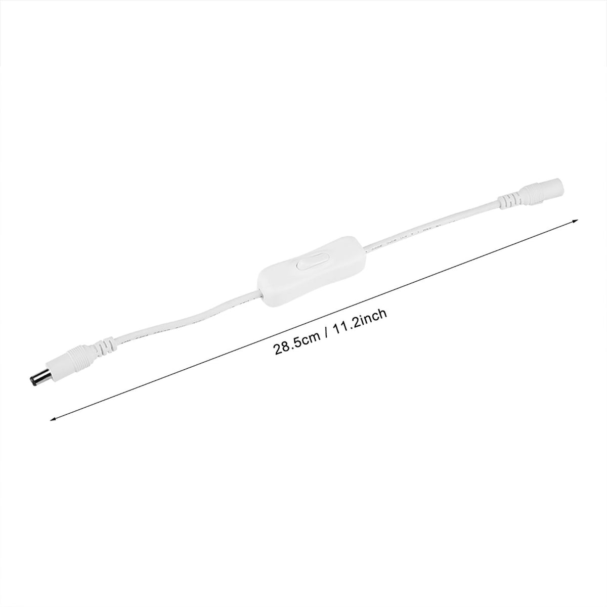 5Pcs 28.5cm DC Power Adapter Connector Inline with ON/OFF Switch for LED Strip Lights White