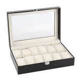 12 Soft Pillow Watch Box Jewelry Display Storage Organizer Box Case Black
