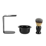 3 PCS Professional Men Shaving Brush Stand Holder Bowl Set - 45-Degree Angle