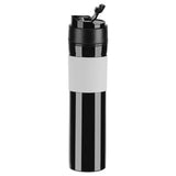 350ml Portable Coffee Press Bottle Tea Coffee Maker Drinking Water Cup for Travelling Black - 45-Degree Angle
