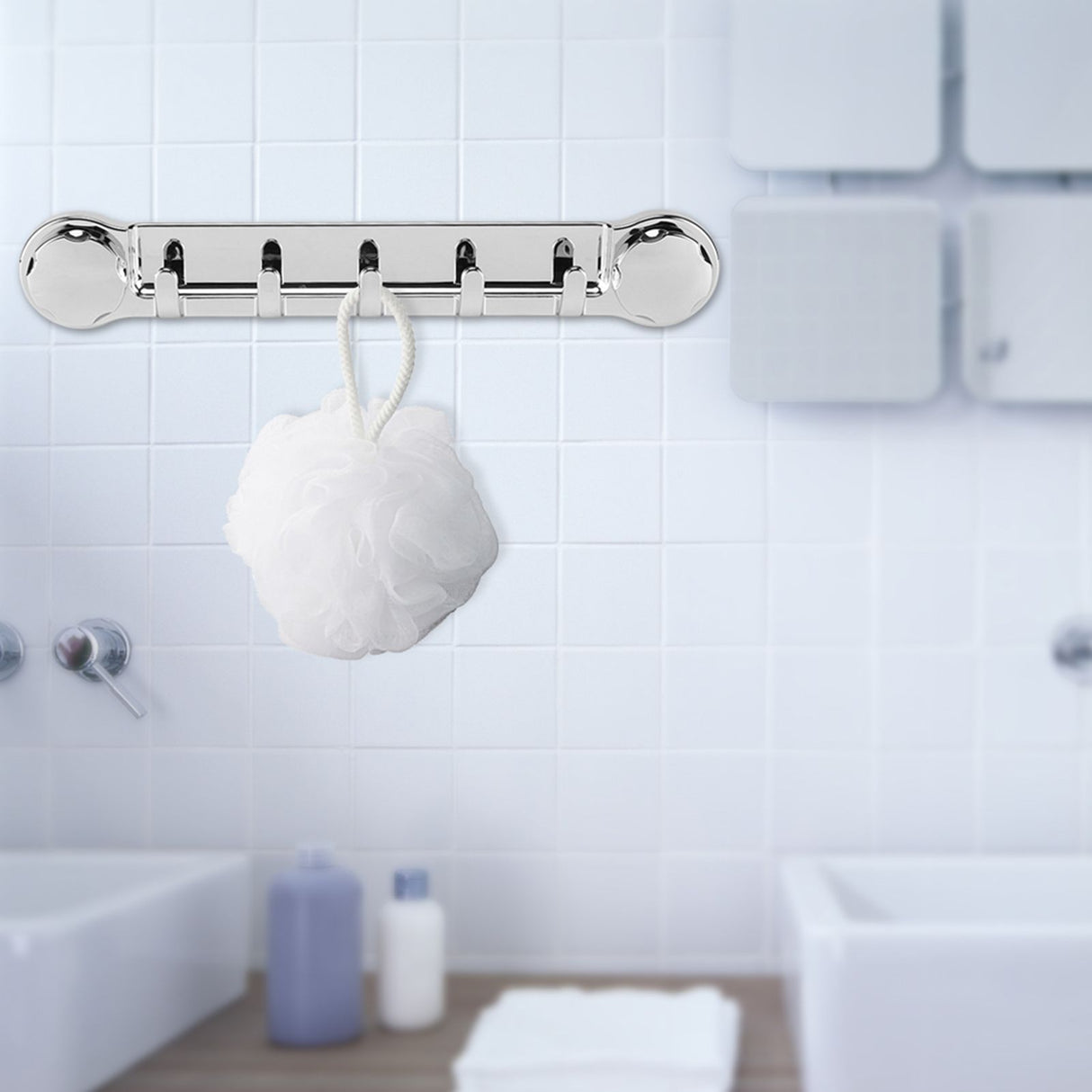 Multifunction Plastic Towel Wall Rack Hook Holder with Suction Cup for Bathroom Kitchen