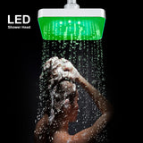 6 Inch Square Rain Shower Head LED Light 3 Color Changing Bathroom Sprinkler - Extra Image