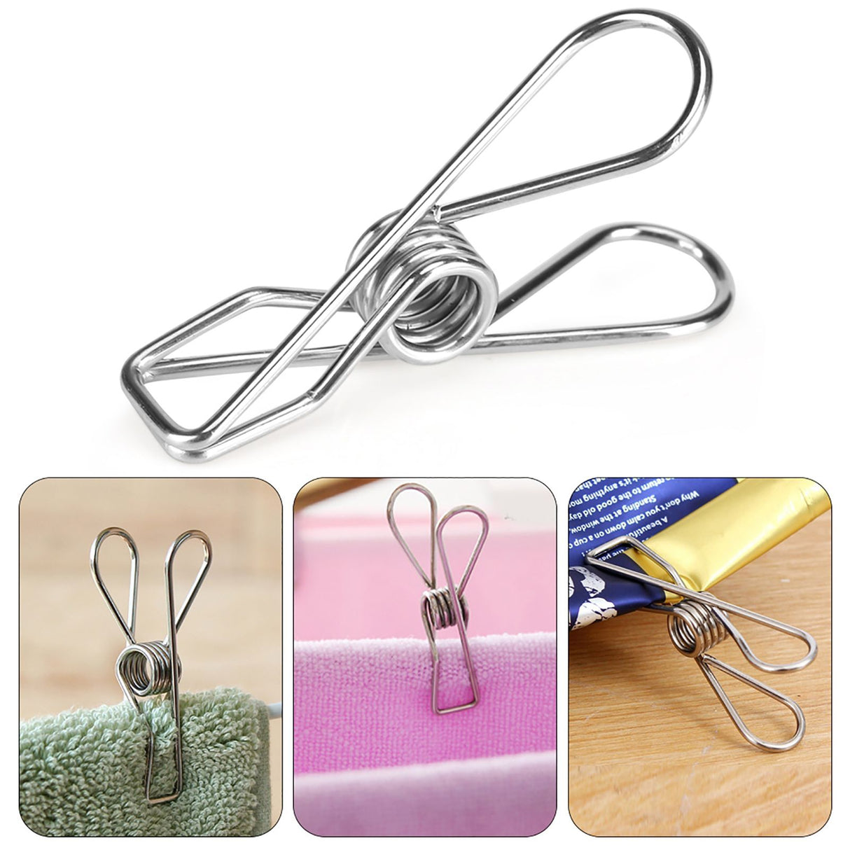 20pcs Stainless Steel Clothes Pegs Household Socks Underwear Drying Rack Clip Holder