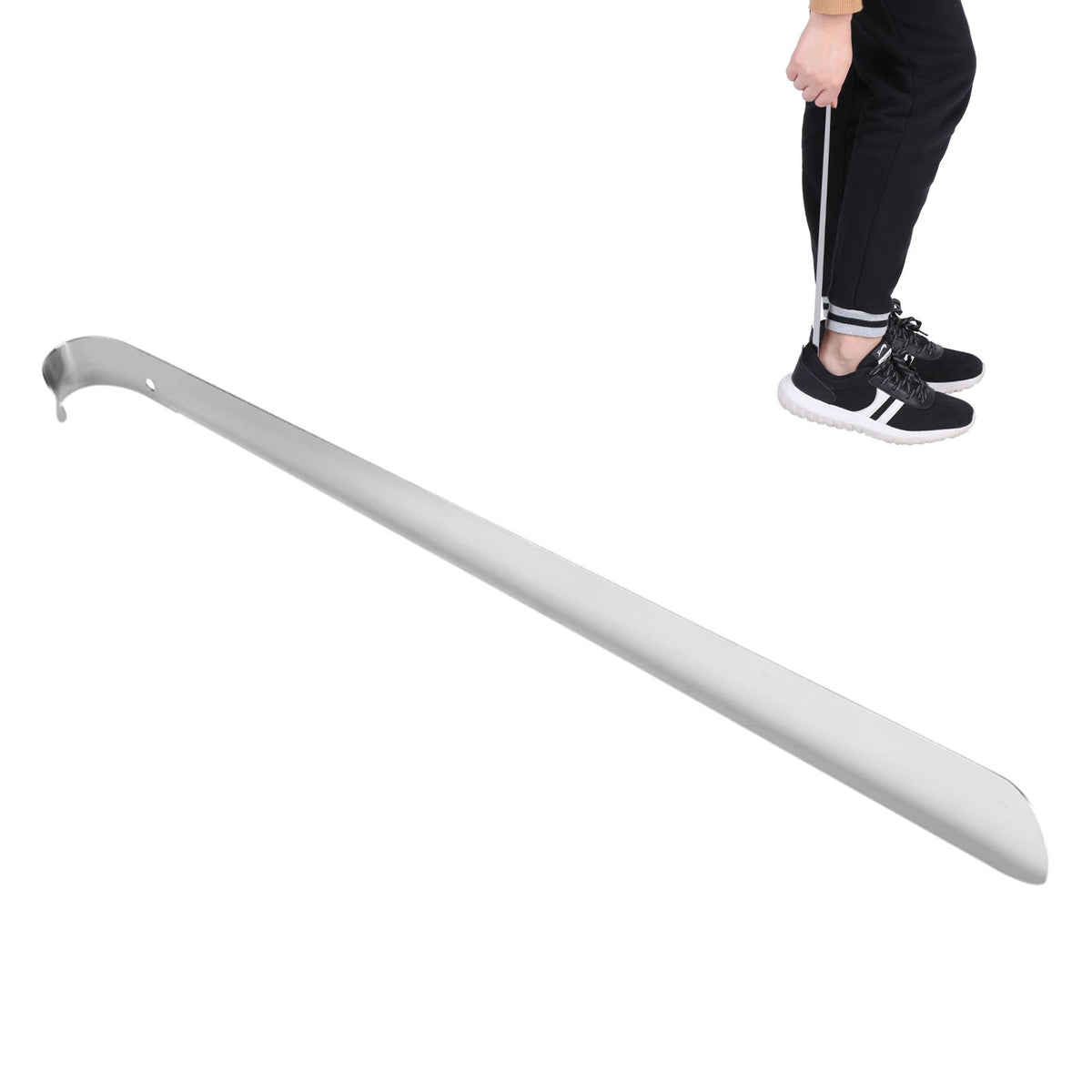 Professional Stainless Steel Shiny Silver Metal Shoe Horn Shoehorn for Seniors elderly