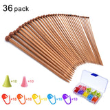 36 PCS Knitting Needles, Single Point Carbonized Knitting Needles Point Protectors DIY Handmade - Side View