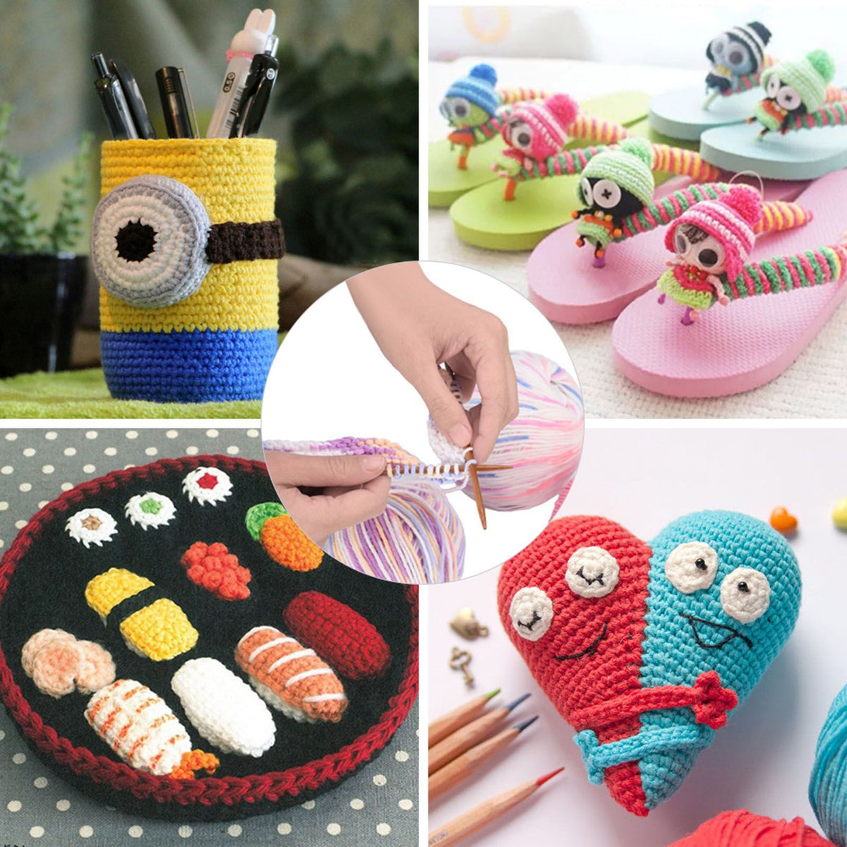 36 PCS Knitting Needles, Single Point Carbonized Knitting Needles Point Protectors DIY Handmade