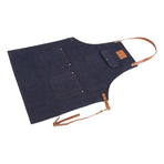 Denim Bib Apron Leather Strap Baker Bartender BBQ Chef Work Cook Uniform