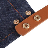 Denim Bib Apron Leather Strap Baker Bartender BBQ Chef Work Cook Uniform