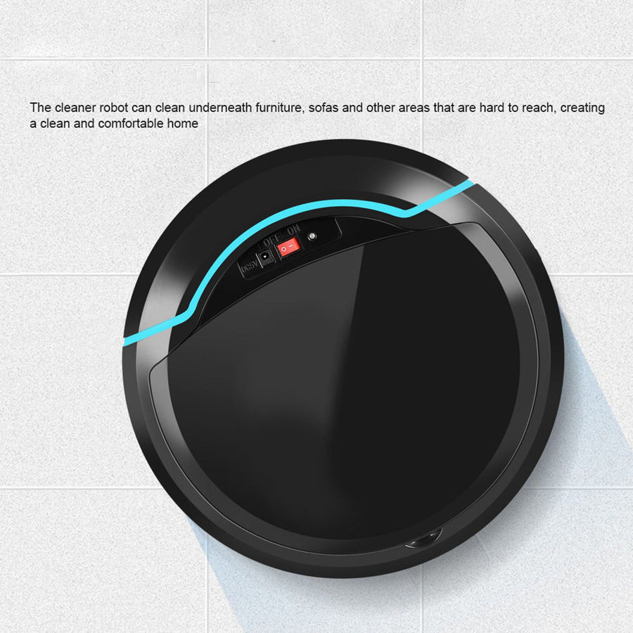 USB Rechargeable Automatic Smart Robot Vacuum Floor Cleaner Household Sweeping Machine Black