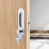 Sliding Door Lock Handle Anti theft with Keys for Barn Wood Furniture Hardware Silver - Extra Image