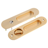 Sliding Door Lock Handle Anti theft with Keys for Barn Wood Furniture Hardware Gold - Front View