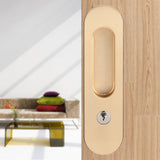 Sliding Door Lock Handle Anti theft with Keys for Barn Wood Furniture Hardware Gold - Extra Image