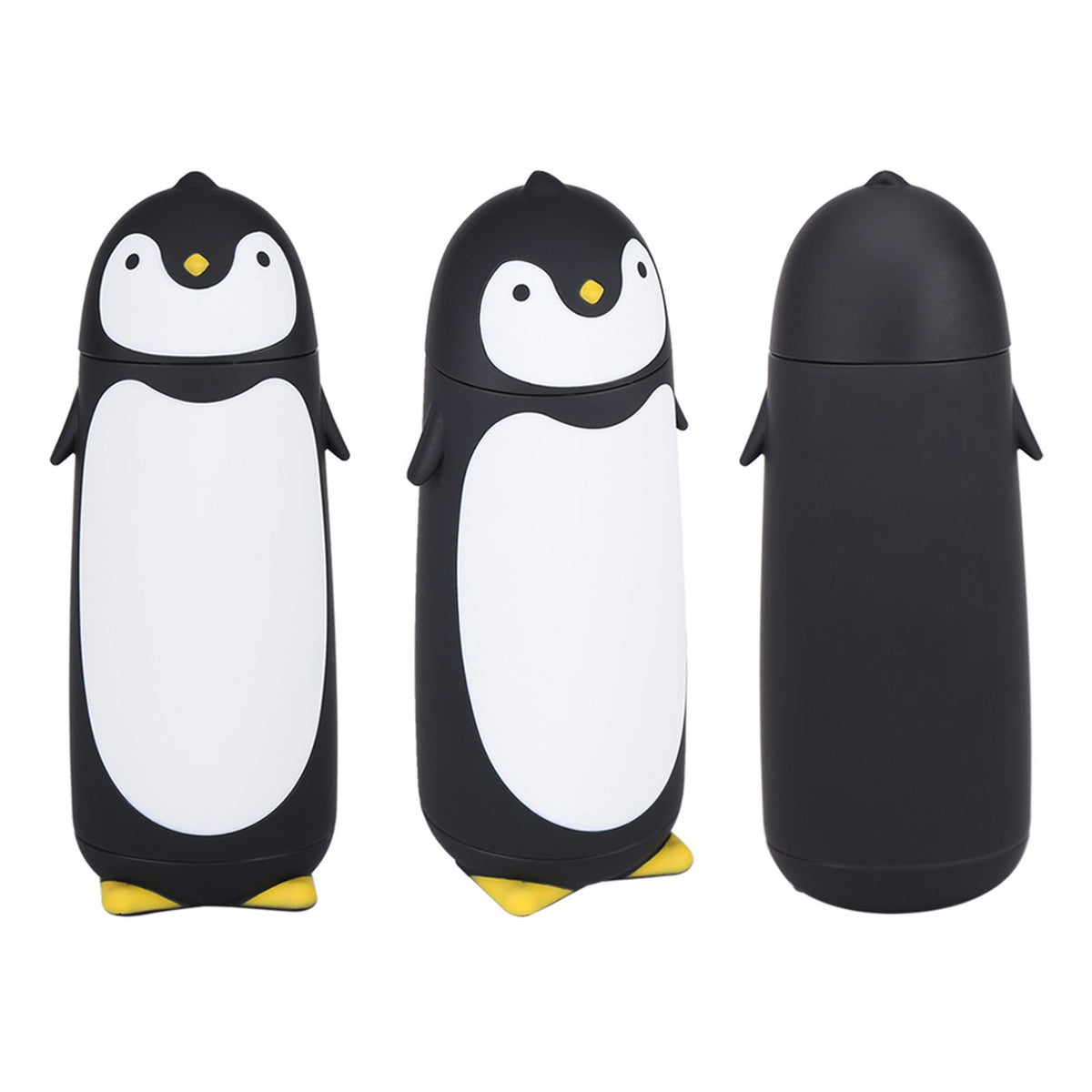 300ML Portable Cute Penguin Glass Water Bottle Double Layer Mug Travel Cup Black
