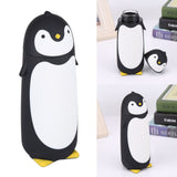 300ML Portable Cute Penguin Glass Water Bottle Double Layer Mug Travel Cup Black