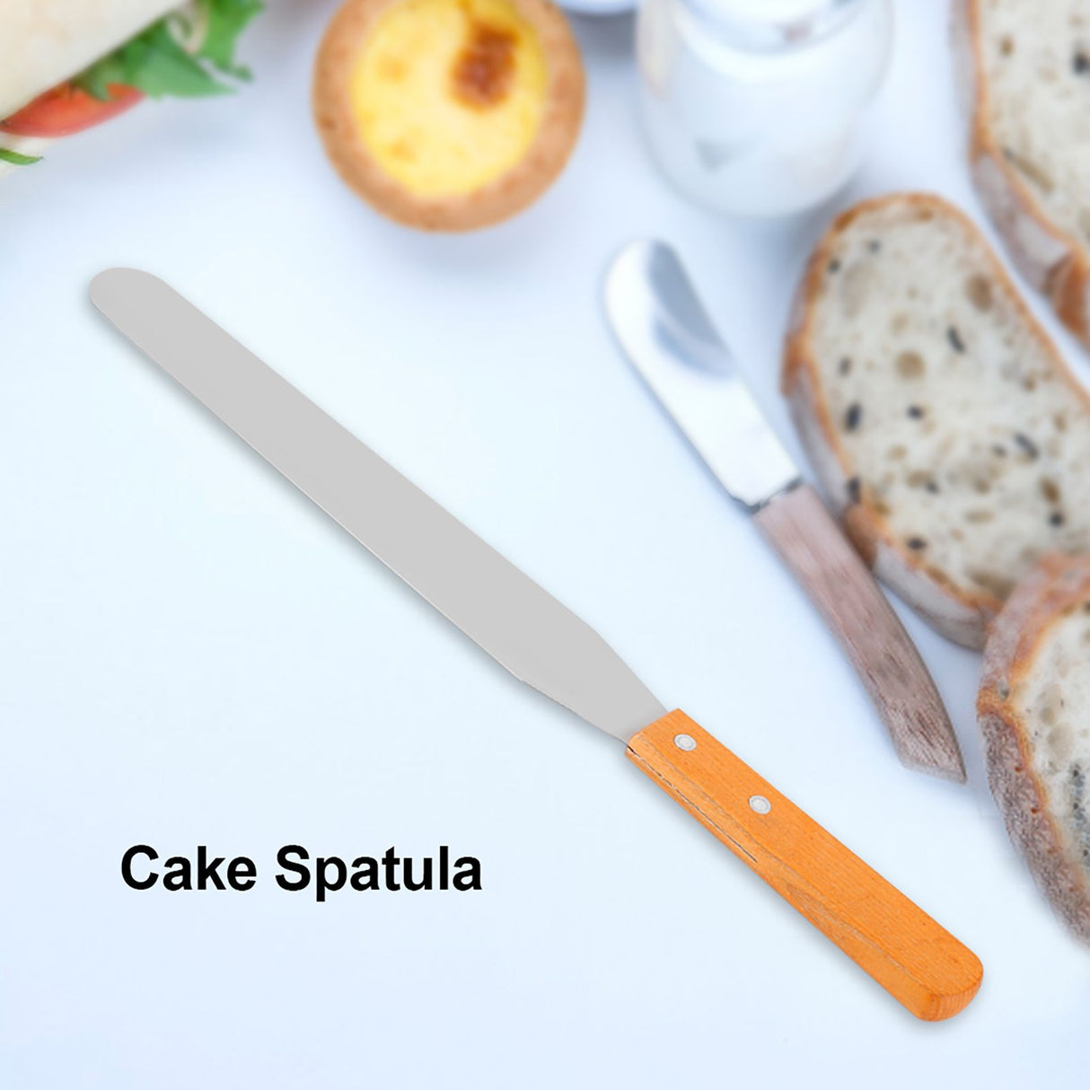 Stainless Steel Wood Straight Spatula Cake Icing Decorating Smooth Tool for Baking Pastry