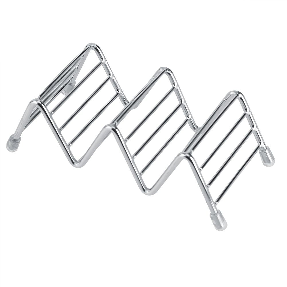 Wave Shape Stainless Steel Mexican Taco Holder Display Stand Shell Rack 2-3 Slot