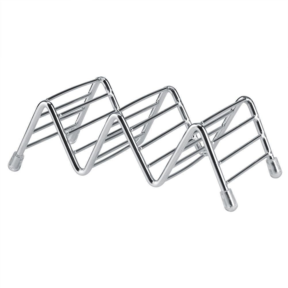 Wave Shape Stainless Steel Mexican Taco Holder Display Stand Shell Rack 2-3 Slot