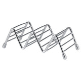 Wave Shape Stainless Steel Mexican Taco Holder Display Stand Shell Rack 2-3 Slot - Close-Up Angle