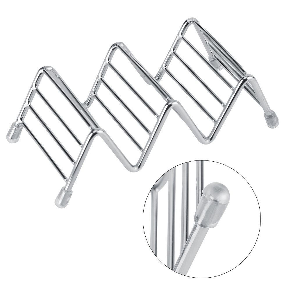 Wave Shape Stainless Steel Mexican Taco Holder Display Stand Shell Rack 2-3 Slot