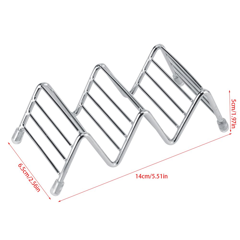 Wave Shape Stainless Steel Mexican Taco Holder Display Stand Shell Rack 2-3 Slot