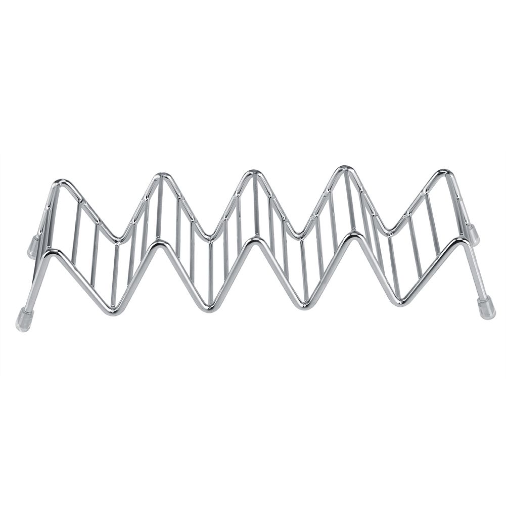 Wave Shape Stainless Steel Mexican Taco Holder Display Stand Shell Rack 4-5 Slot