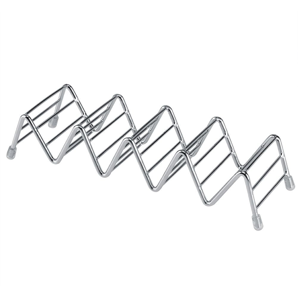 Wave Shape Stainless Steel Mexican Taco Holder Display Stand Shell Rack 4-5 Slot
