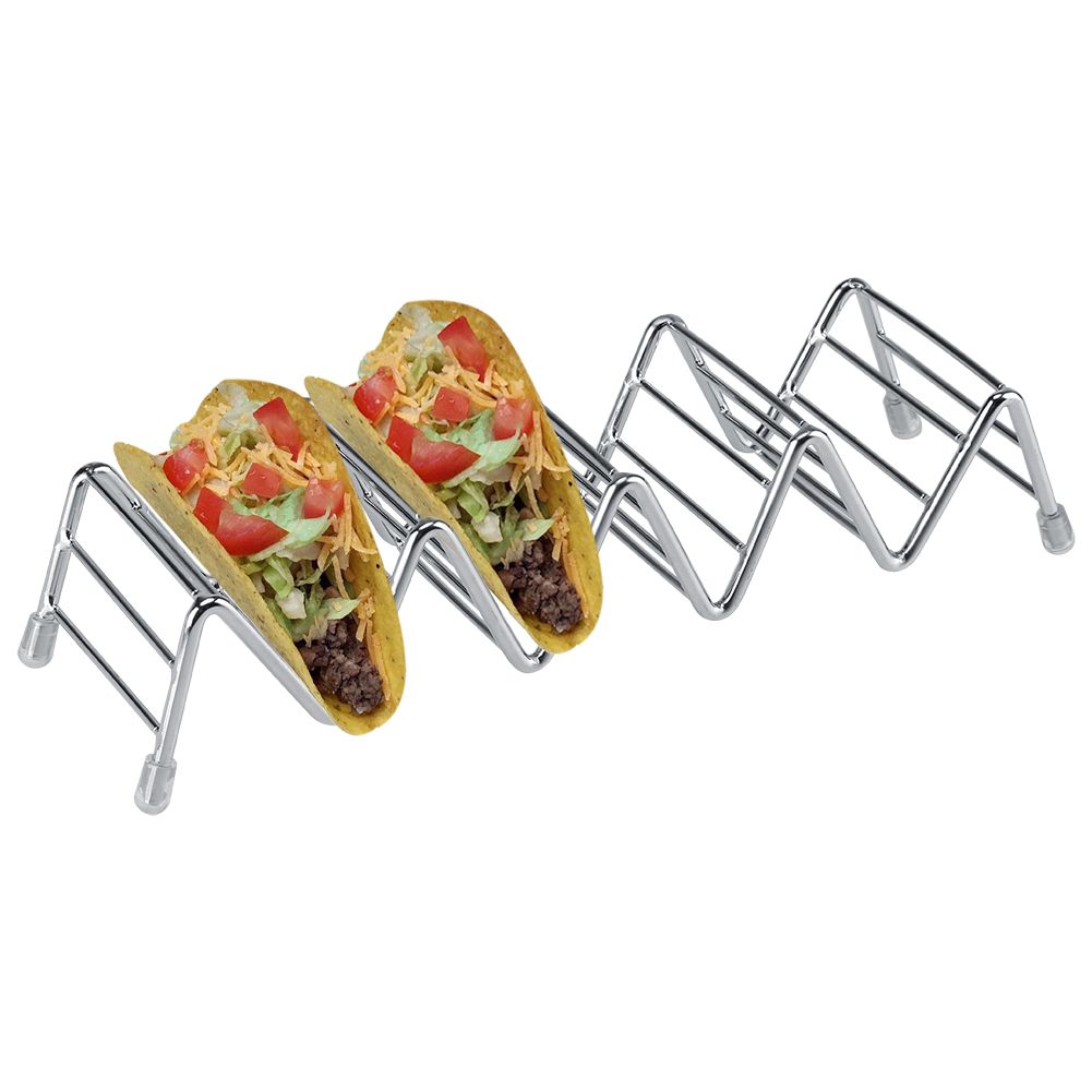 Wave Shape Stainless Steel Mexican Taco Holder Display Stand Shell Rack 4-5 Slot