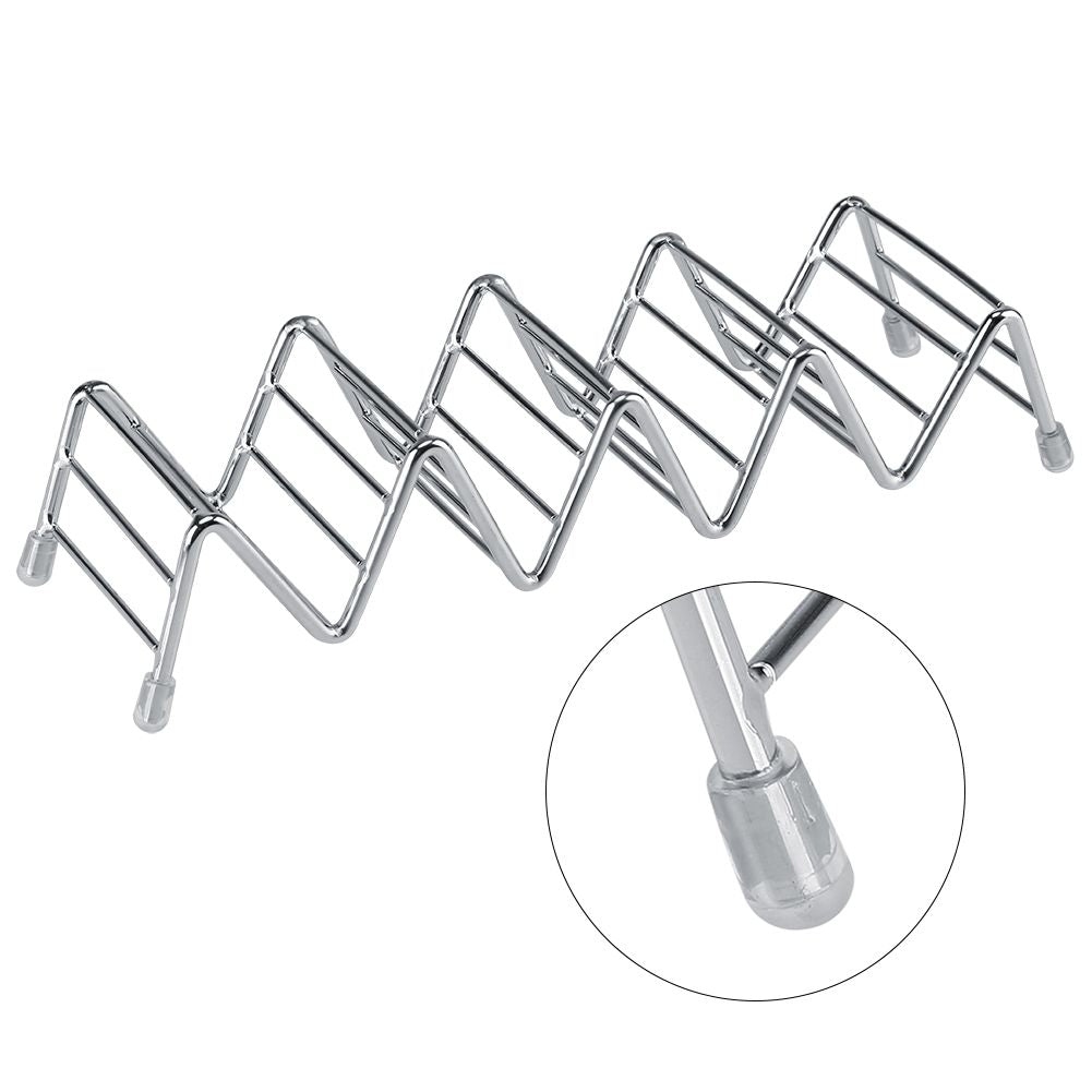 Wave Shape Stainless Steel Mexican Taco Holder Display Stand Shell Rack 4-5 Slot
