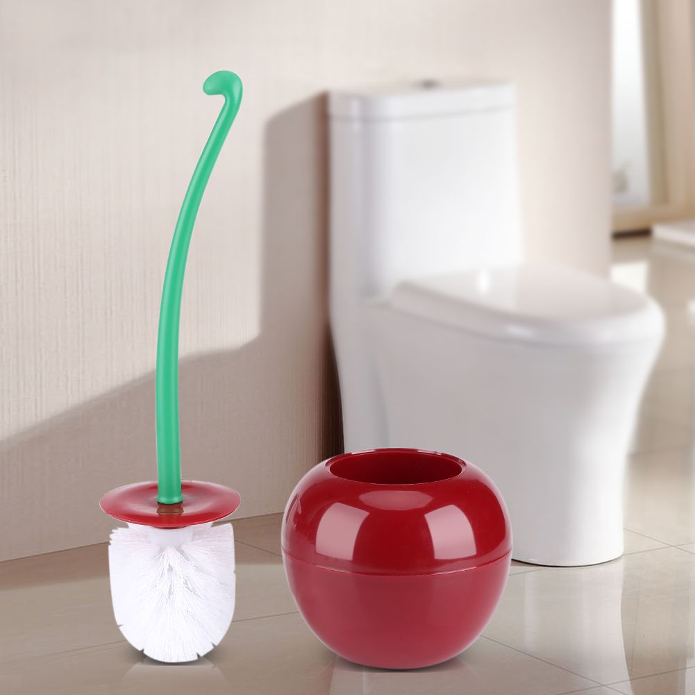 Cherry - Shape Cleaning Toliet Brush Holder Standing Set Lavatory Bathroom Tool