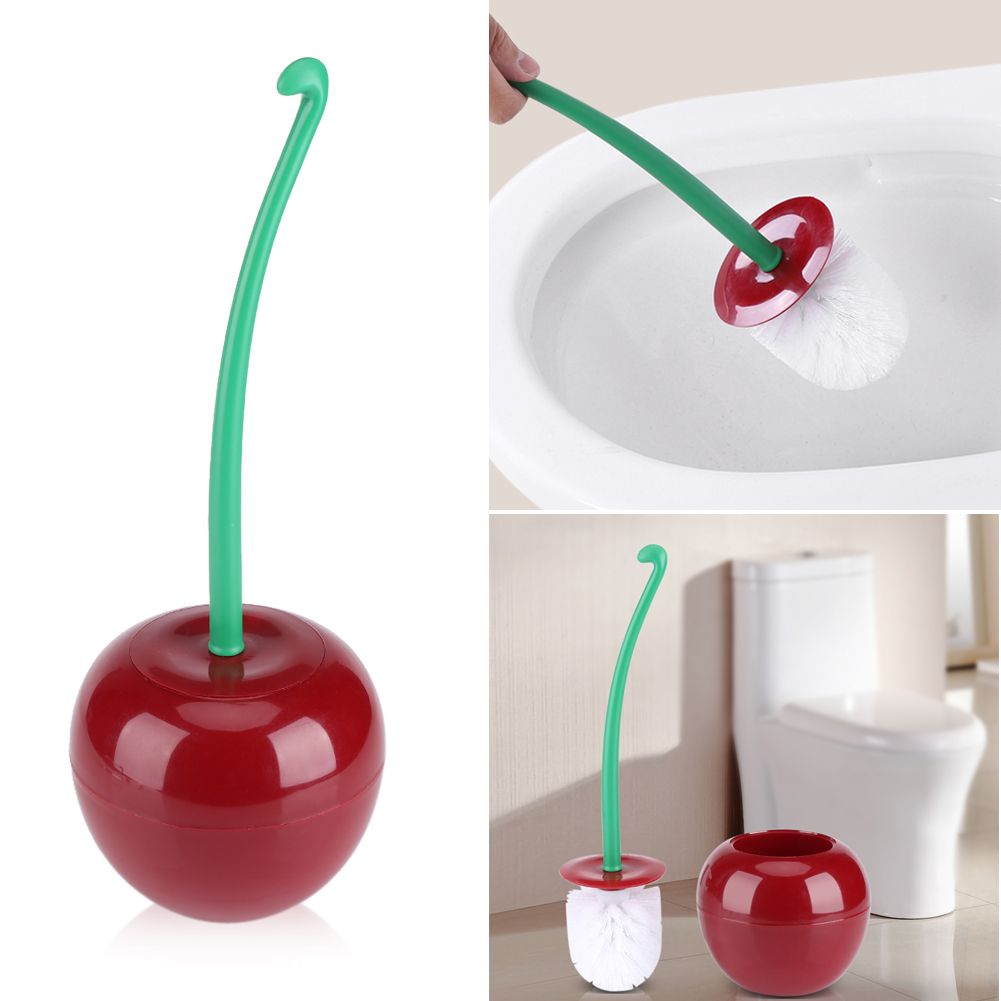 Cherry - Shape Cleaning Toliet Brush Holder Standing Set Lavatory Bathroom Tool