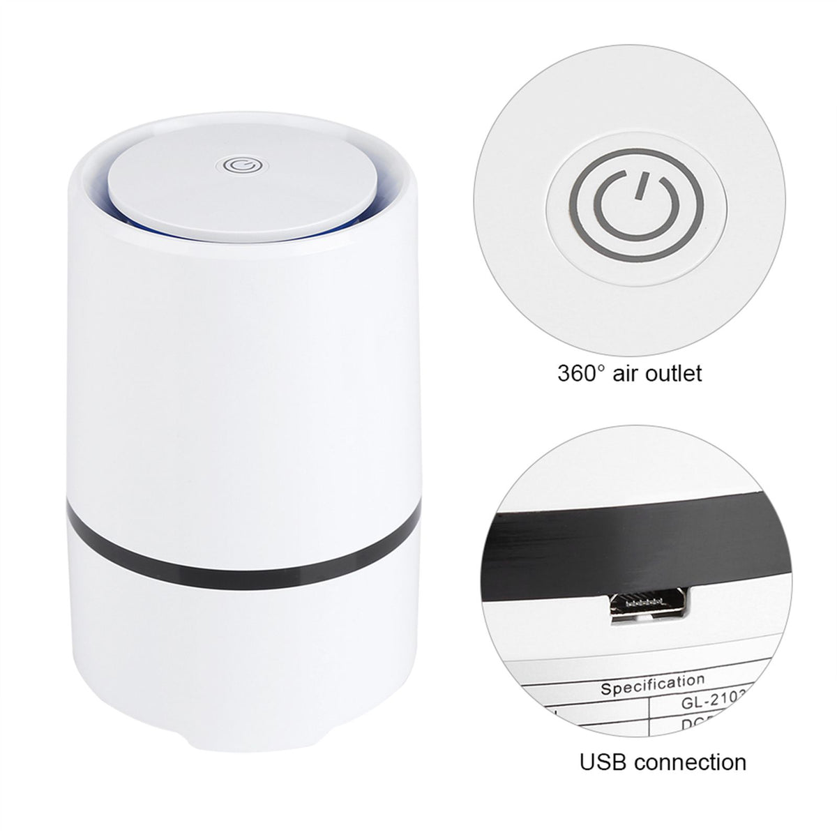 Desktop Anion Sterilization USB Air Purifier Cleaner Odor Smell Bacteria Remove with Filter