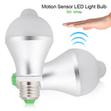 E27 5W PIR Infrared Auto Motion Sensor LED Light Lamp Bulb for Restroom Parking White 6500K