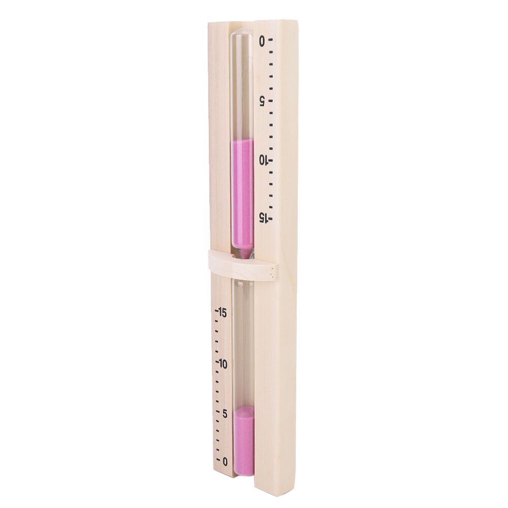 15 Minutes Sauna Room Sand Clock Glass Timer WallMounted Wooden Hourglass with Pink Sands