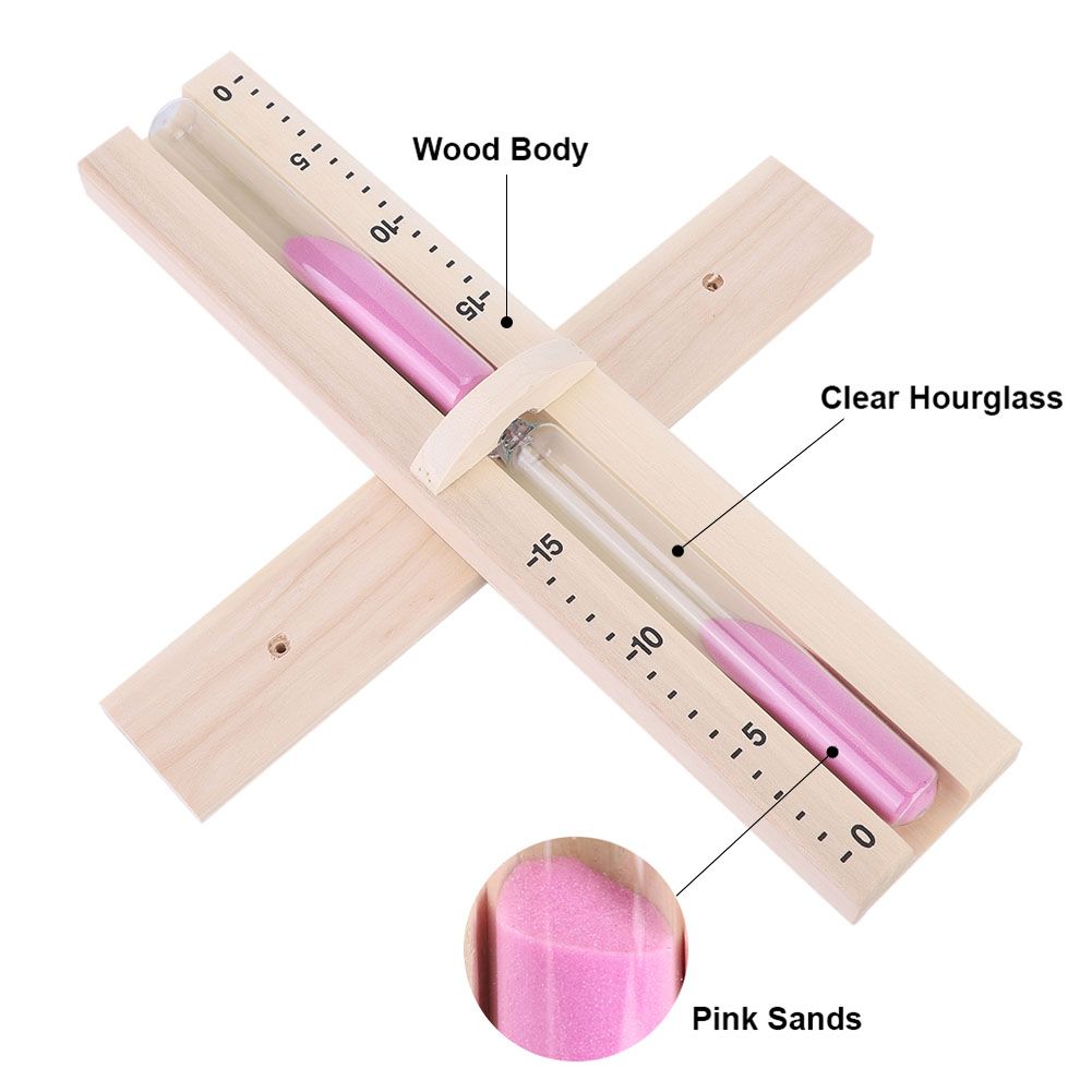 15 Minutes Sauna Room Sand Clock Glass Timer WallMounted Wooden Hourglass with Pink Sands