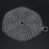 Stainless Steel Chainmail Scrubber Rust Proof Scraper Cleaner for Cast Iron Pan Pot Cookware - Close-Up Angle
