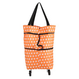 Oxford Cloth Material Foldable Dual Purpose Wheel Rolling Shopping Bag - Front View