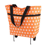 Oxford Cloth Material Foldable Dual Purpose Wheel Rolling Shopping Bag - Close-Up Angle