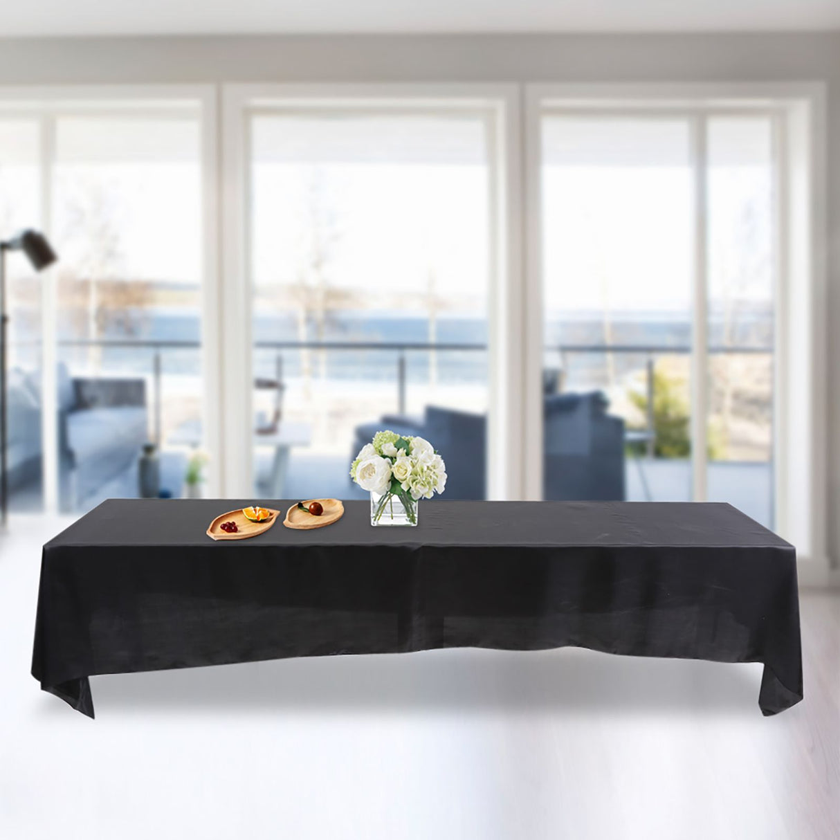 145x320cm Rectangle Tablecloth Table Cover Stain resistant Banquet Wedding Party Decor Black
