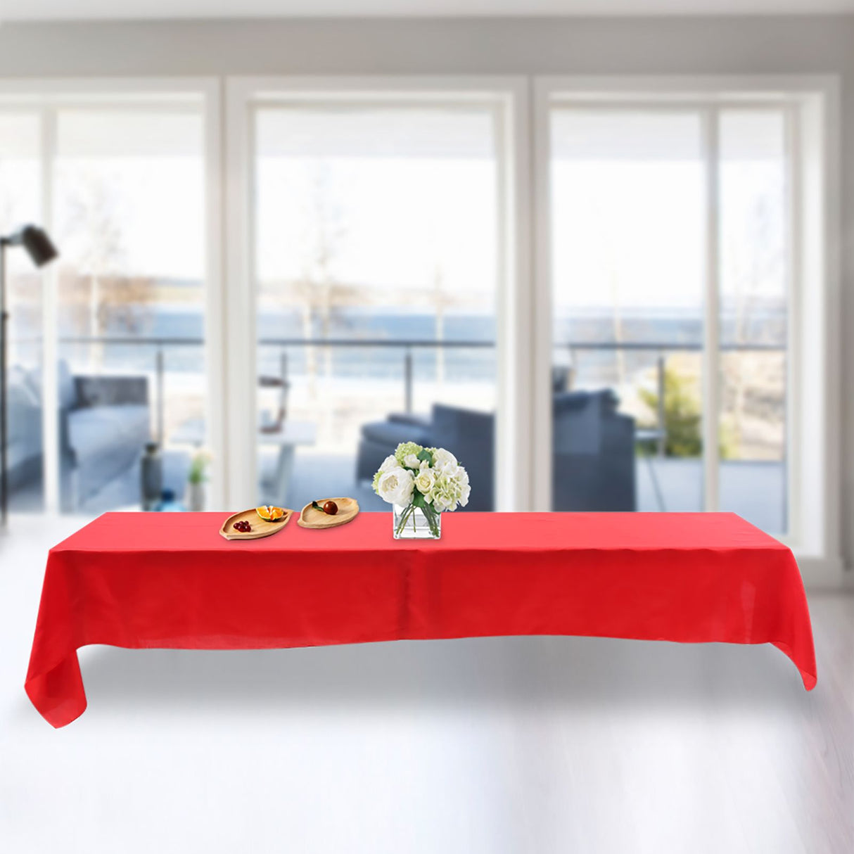 145x320cm Rectangle Tablecloth Table Cover Stain resistant Banquet Wedding Party Decor Red