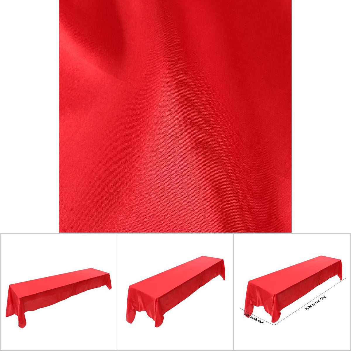 145x320cm Rectangle Tablecloth Table Cover Stain resistant Banquet Wedding Party Decor Red