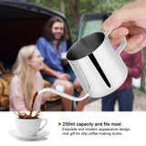 Stainless Steel Drip Coffee Pot Long Gooseneck Spout Kettle Cup Tea Tool (Silver 250mL)