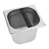 Stainless Steel Espresso Knock Box Container with Rubber Bar for Coffee Machine L - Front View