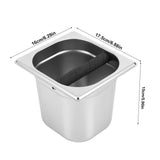 Stainless Steel Espresso Knock Box Container with Rubber Bar for Coffee Machine L - Close-Up Angle