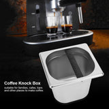Stainless Steel Espresso Knock Box Container with Rubber Bar for Coffee Machine L - Low Angle