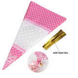 50 Piece Clear Cone Shaped Treat Popcorn Bags Treat Bags Cellophane Candy Bags with Twist Ties